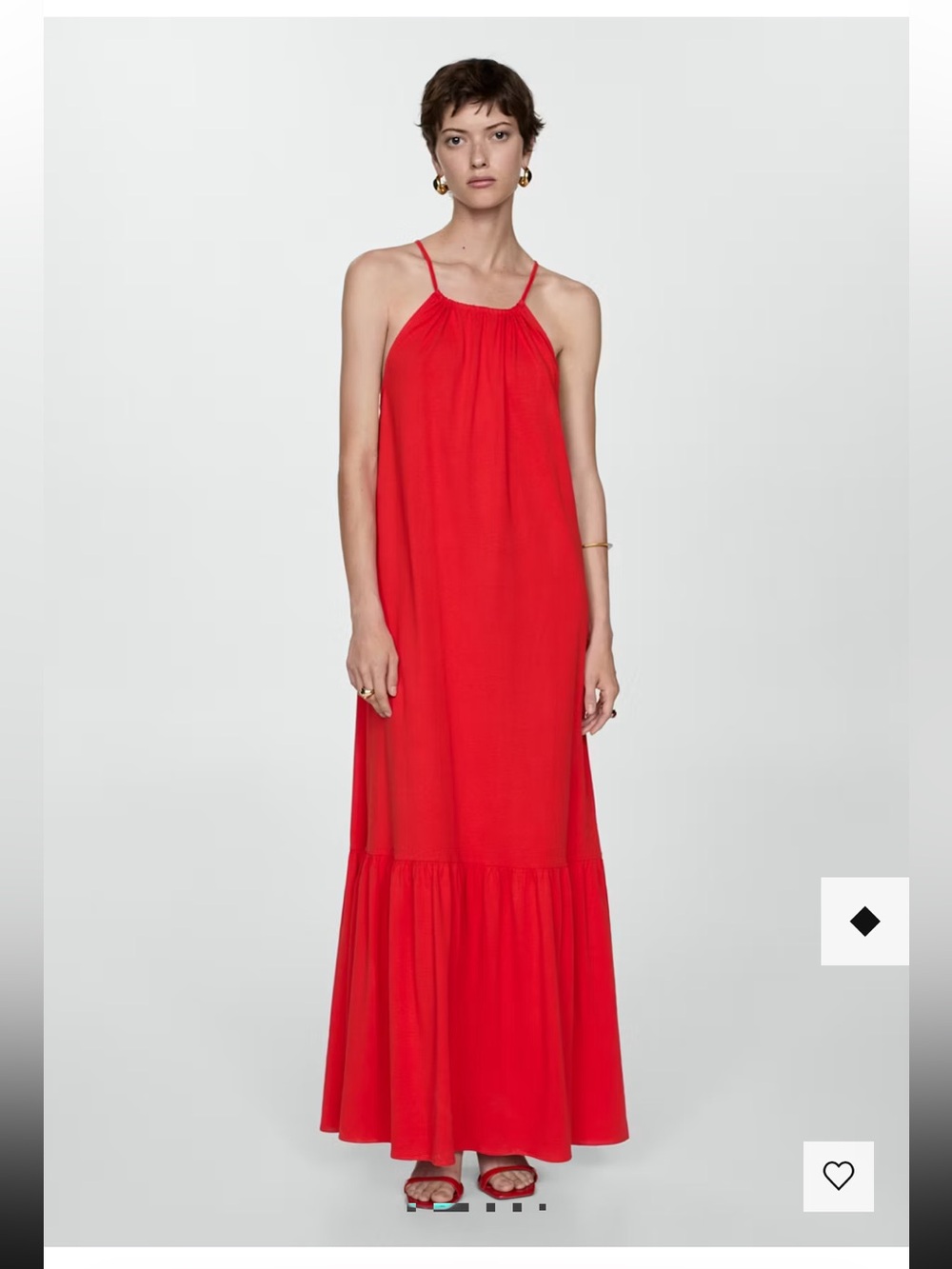 Mango Red Halter Neck Maxi Dress